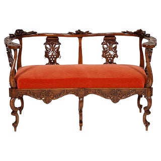 Two-Seat Carved Sofa by Testolini & Salviati, 1870s For Sale