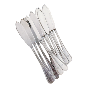 Set of 12 Vintage Silver Fish Knives From a Home Lines Oceanliner