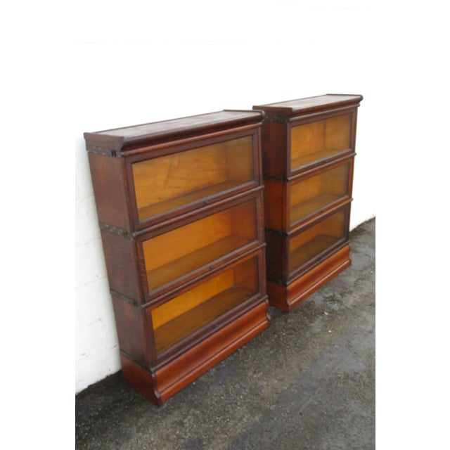 Macey Furniture Co. Macey Early 1900s Stackable Bookcase Display Shelf Lawyer File Cabinet Pair 6119 For Sale - Image 4 of 18
