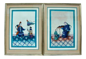 Pair of Chinese Export Paintings on Mulberry Pith Paper, 19th Century