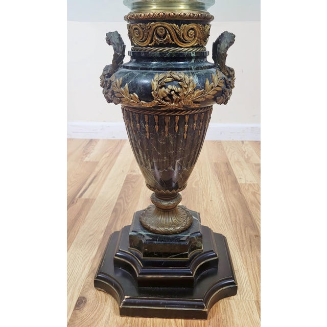 Antique French 19th C Louis XVI Glass Marble & Gilt Bronze Urn Vase Side Table For Sale - Image 10 of 13