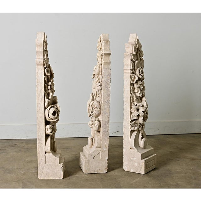 Stone French 19th Century Set of 3 Hand-carved Marble Corbels For Sale - Image 7 of 9