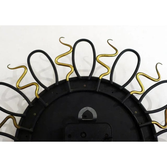 Wall Clock with Black and Gold Wrought Iron Decor, 1960s For Sale - Image 10 of 11
