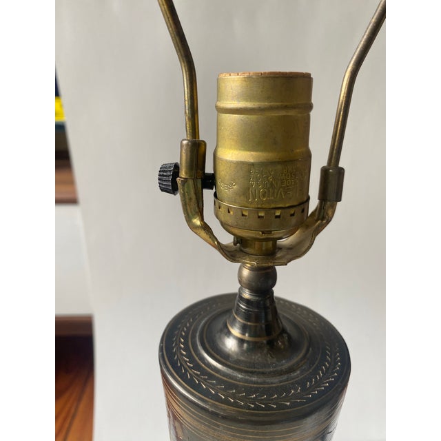 Brass Mid 19th Century Brass Etched Ornate Indian Lamps - Set of 2 For Sale - Image 8 of 12