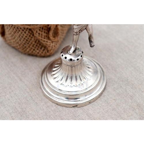 Silver Toothpick Holder with Saleswoman on Pedestal For Sale - Image 3 of 7