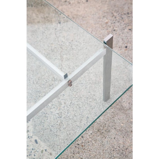 Mid Century Modern Coffee Table Glass Poul Kjærholm Pk61 Steel Vintage Crystal For Sale In Sacramento - Image 6 of 12