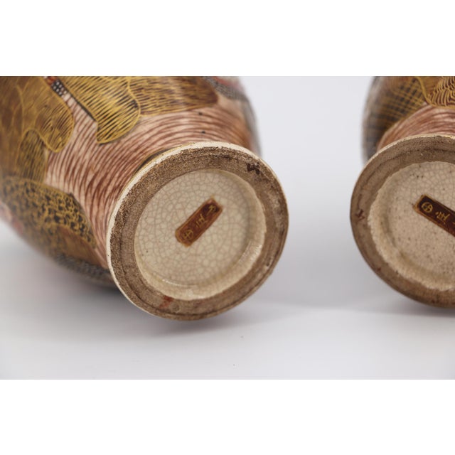 19th Century Pair of Japanese Satsuma Vases For Sale - Image 9 of 12