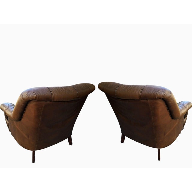 Some Chairs Fill a Space, This Pair of Vintage Classic Leather Chairs Command It. For Sale - Image 9 of 10