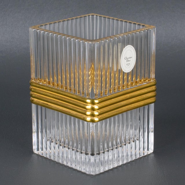 1990s Christian Dior Paris Crystal Desk Accessory Pencil Cup, circa 1990 For Sale - Image 5 of 16
