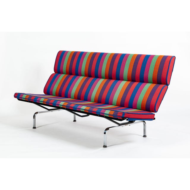 1970s Mid Century Sofa Compact Eames for Herman Miller, Alexander Girard Striped Fabric, 1970s For Sale - Image 5 of 18
