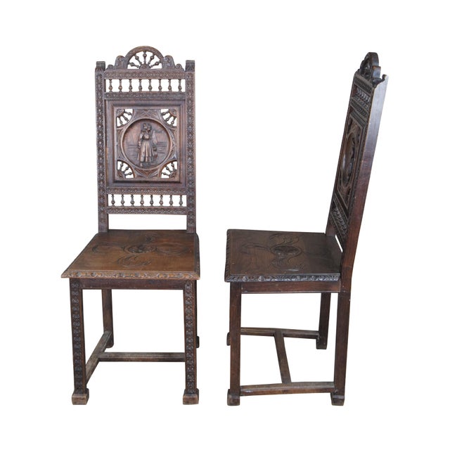 Exquisite Antique Brittany (Bretagne) French dining room chairs, circa last quarter 19th century. Bretagne, was once an...