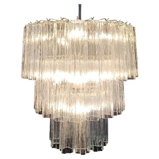 Large Three-Tier Murano Glass Tube Chandelier, 1990s For Sale