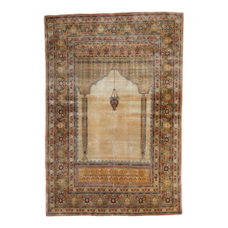 Antique Silk Tabriz Rug 3'9'' X 5'8'' For Sale