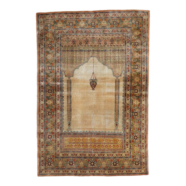 Antique Silk Tabriz Rug 3'9'' X 5'8'' For Sale