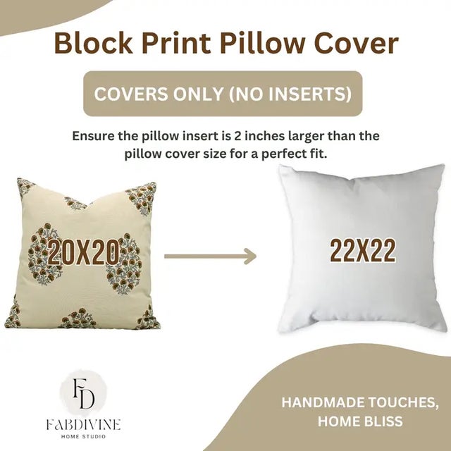Not Yet Made - Made To Order Fabdivine Handcrafted Block Print Cushion Cover 22x22 Inch Cotton Satin-Gudhal For Sale - Image 5 of 5