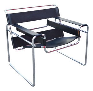 Vintage Black Leather B3 Wassily Chair by Marcel Breuer for Knoll International, 1980