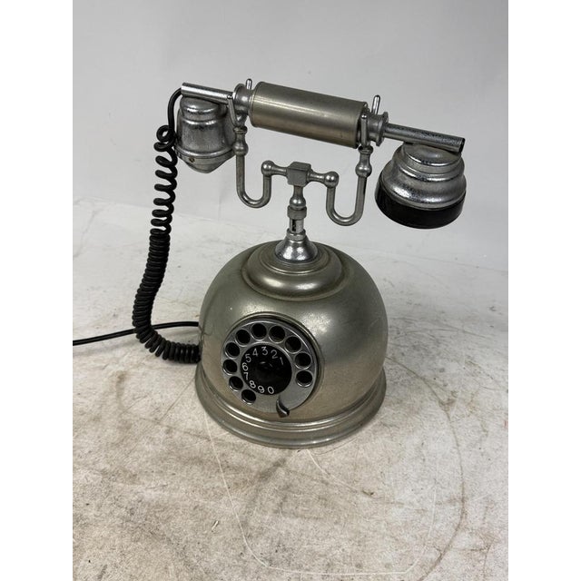 Chrome-Plated Rotary Telephone, Italy, 1950s For Sale - Image 6 of 7