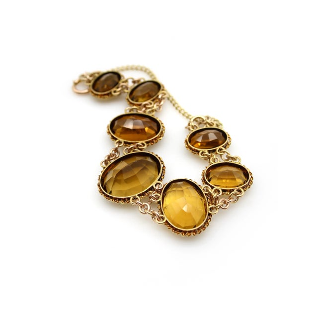 Late 19th Century Victorian 14k Gold and Citrine Gemstone Bracelet For Sale In Los Angeles - Image 6 of 7