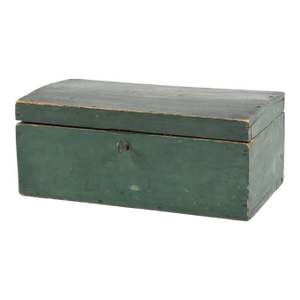 Large Antique Green Painted Decorative Box, 19th Century