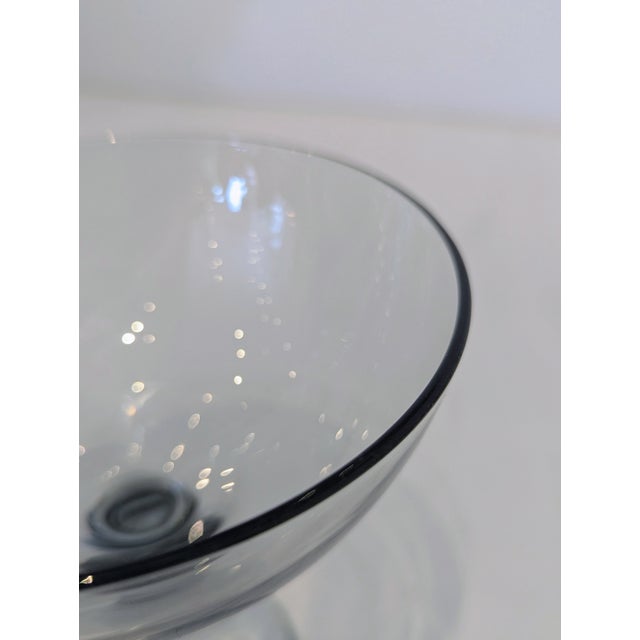 Mid-Century Modern Kosta Boda Smoke Gray Pedestal Glass Bowl, Swedish Modern For Sale - Image 3 of 6