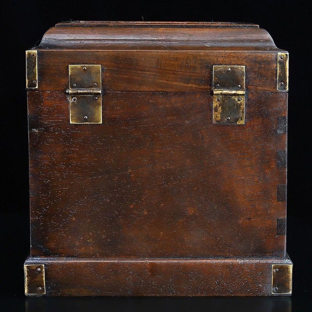 Wood Vintage Rosewood Official Cabinet Jewelry Box, Hand Carved Kylin With Brass Hardware For Sale - Image 7 of 9