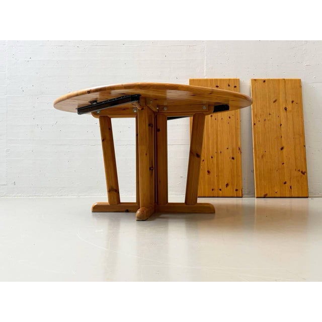 Brown Country-Style Dining Table with Extension Leaves, 1970s For Sale - Image 8 of 16