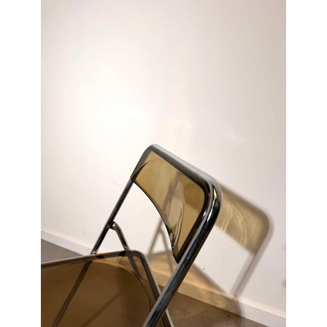 Chrome and Acrylic Folding Chair by Giancarlo Piretti For Sale - Image 5 of 6