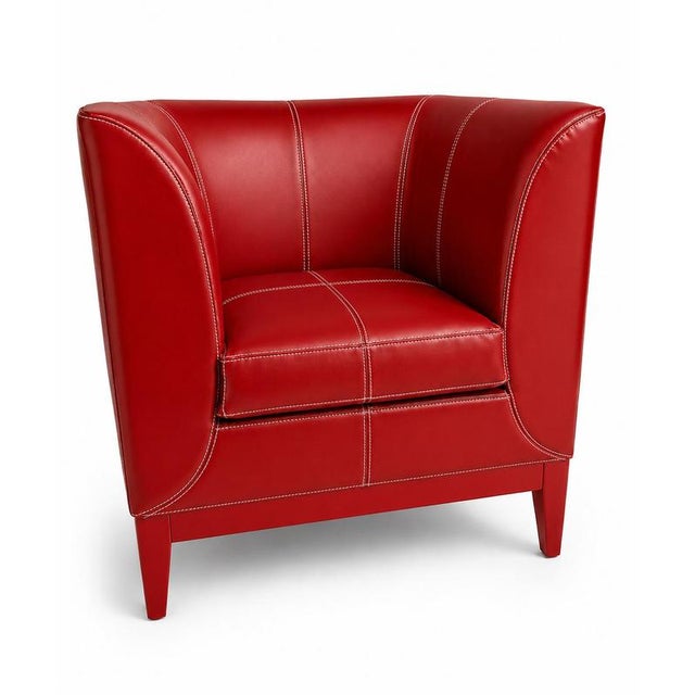 Contemporary Cub Chair in Leather and Wood by Christophe Perichon For Sale - Image 3 of 7