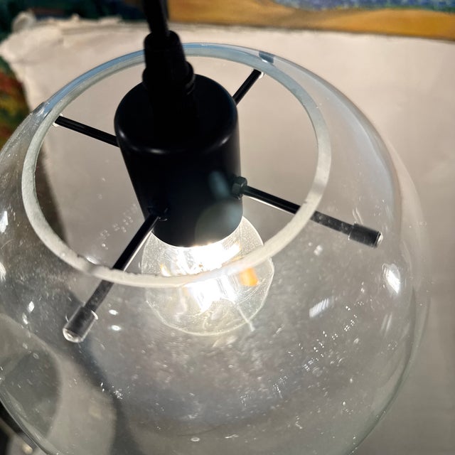 Black Visual Comfort Contemporary Glass Globe Pendants, Pair For Sale - Image 8 of 12