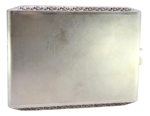 Matte Silver Cigarette Case with Raised Strips and Gold Interior