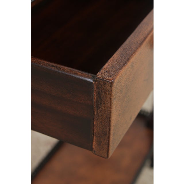 Theodore Alexander 2 Tier Leather Wrapped Console Table For Sale In Philadelphia - Image 6 of 16