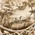 A pair of grisaille tondos, oil paintings on canvas depicting fishermen framed by friezes of scrolls and chevrons,...