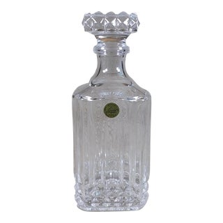 1970s Cristal D’Arques Durand Square Decanter in Longchamp For Sale