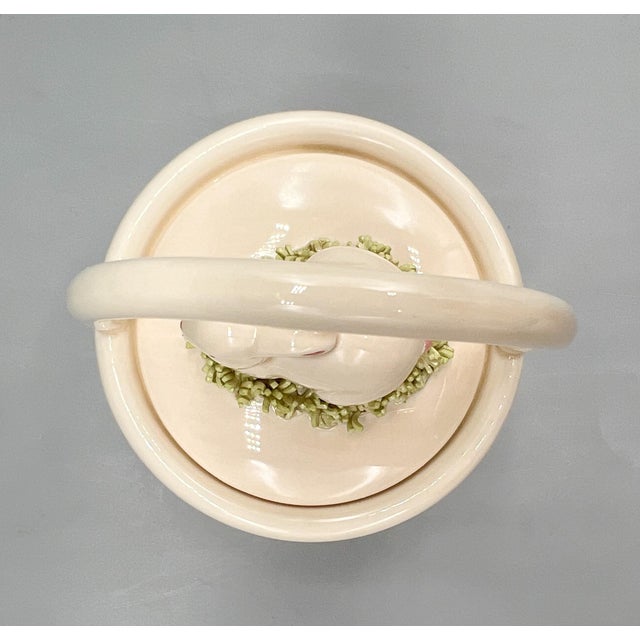 Ivory 1980's Vintage Fitz & Floyd Ceramic Bunny Basket — Spring/ Easter Trinket Box For Sale - Image 8 of 10