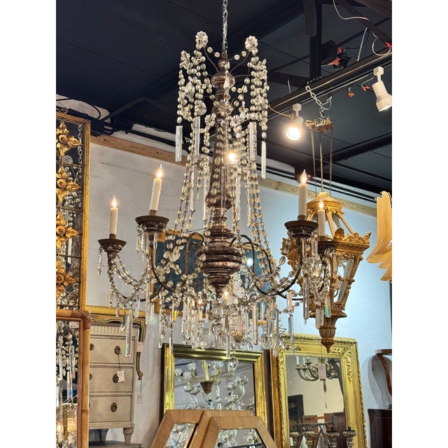 Silver 19th C. Italian Silverleaf Wood and Crystal Chandeliers For Sale - Image 8 of 12