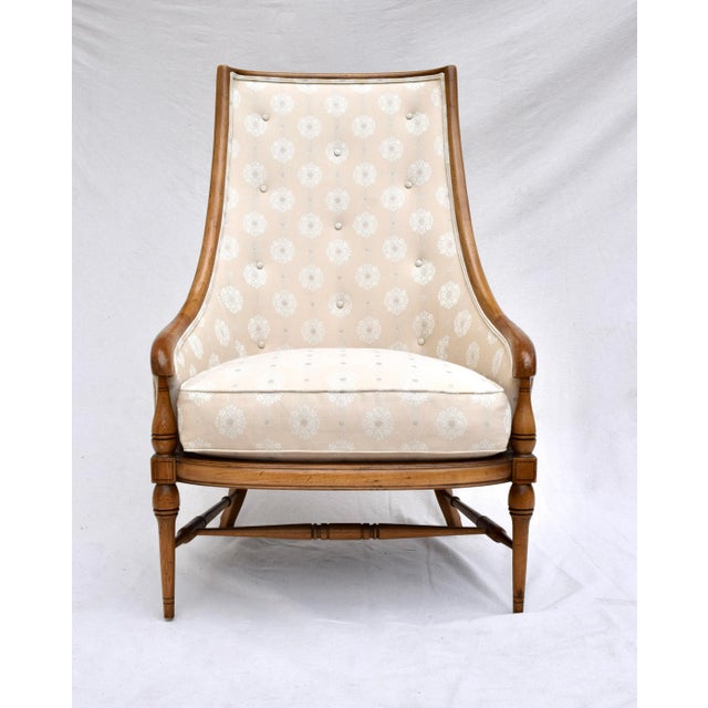 Antique White Tall Curved Back Accent Lounge Chairs by Tomlinson, Pair For Sale - Image 8 of 9
