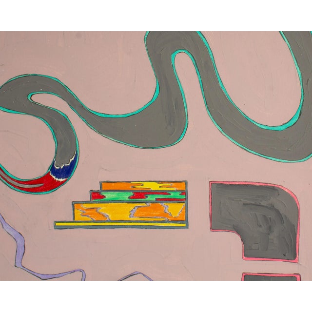 Postmodern 1980s Signed Abstract Mixed Media Painting by Harry Hilson For Sale - Image 3 of 8