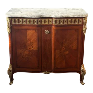 French Late 19th Century Cabinet W/ Marble Top & Bronze Mounts