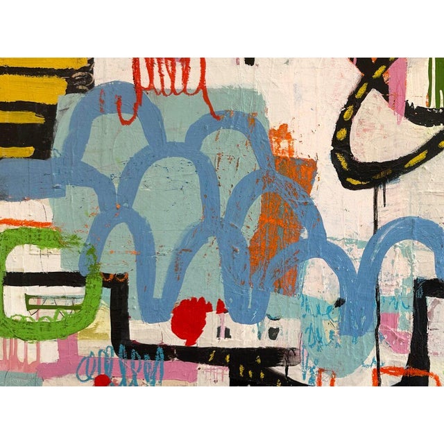 2020s Christiane Corcelle "Cherry Blossoms" Mixed Media on Canvas, Large Colorful Abstract Painting in Black, Blue and Yellow, 2024 For Sale - Image 5 of 10
