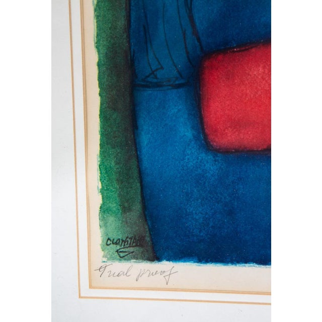 Mid-Century Modern Mid Century Modern Gouache George Constant Art Abstract Signed Ap Color Print For Sale - Image 3 of 11