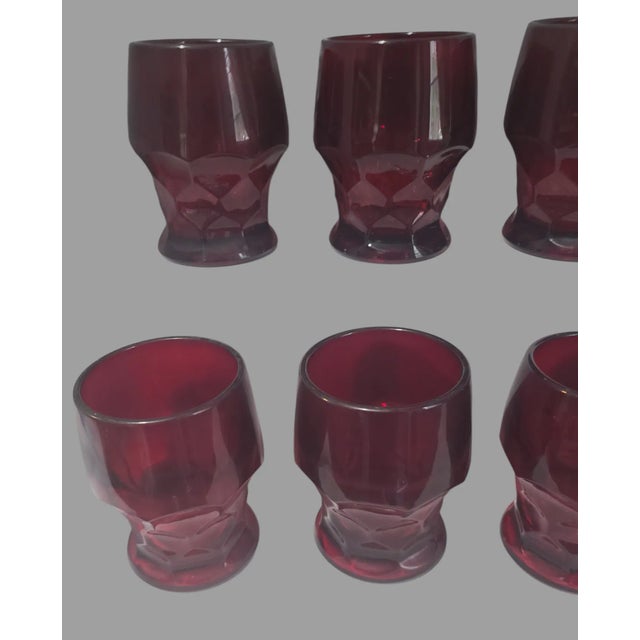 Mid 20th Century Vintage Anchor Hocking Georgian Festive Ruby Red Tumblers Glasses- Set of 8 For Sale - Image 5 of 6