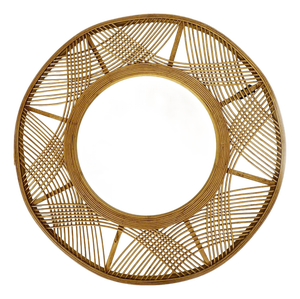 Large Mirror Made of Wood and Rush, France, 1980