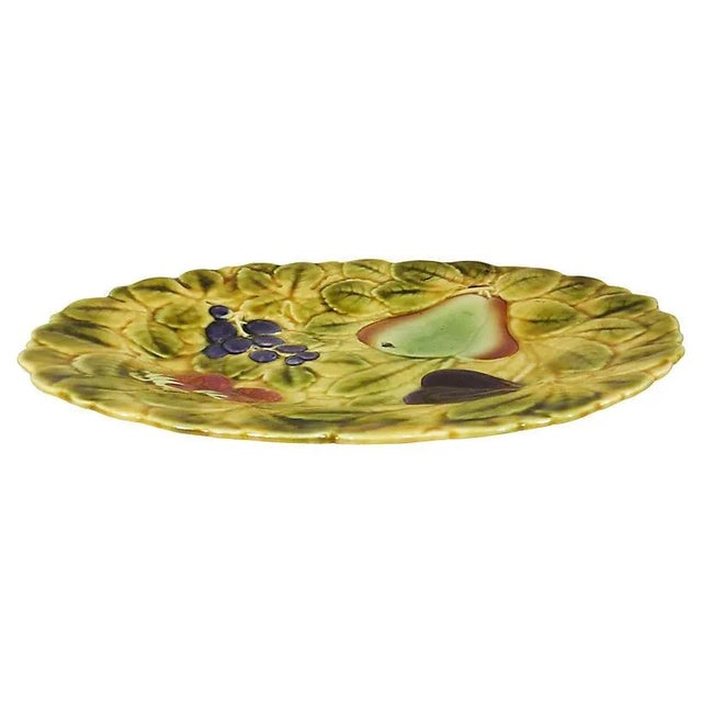 French C.1930 Oval Majolica Fruit Platter Sarreguemines For Sale - Image 3 of 4