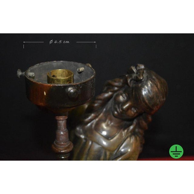 Antique French Art Nouveau Figural Bronze Table Lamp by A.J. Scottie, 1900s For Sale - Image 18 of 18