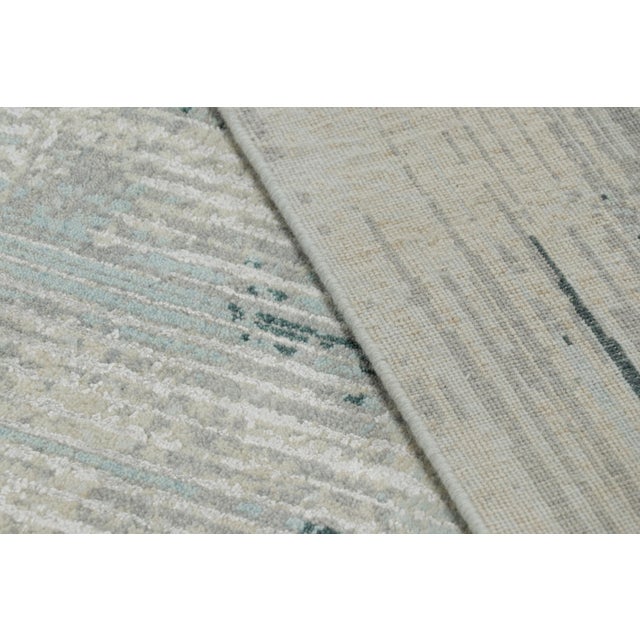 Textile Rug & Kilim’s Oversized Abstract Rug With Gray and Blue Geometric Patterns For Sale - Image 7 of 7