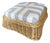 1980s Woven Rattan Ottoman in Blue and White Stripe For Sale