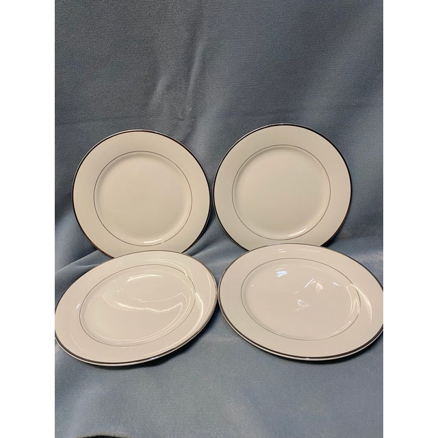 1990s 1990s Wallace Fine China Set of 4 White With Platinum Band For Sale - Image 5 of 14