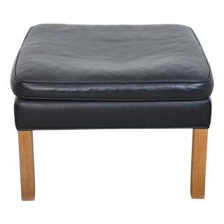 Vintage Stool in Black Leather by Børge Mogensen, 2020 For Sale