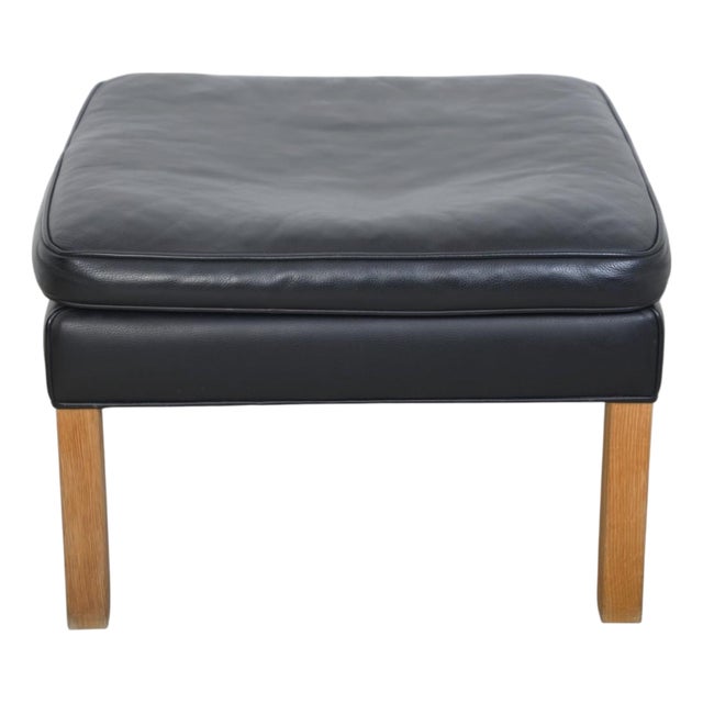 Vintage Stool in Black Leather by Børge Mogensen, 2020 For Sale