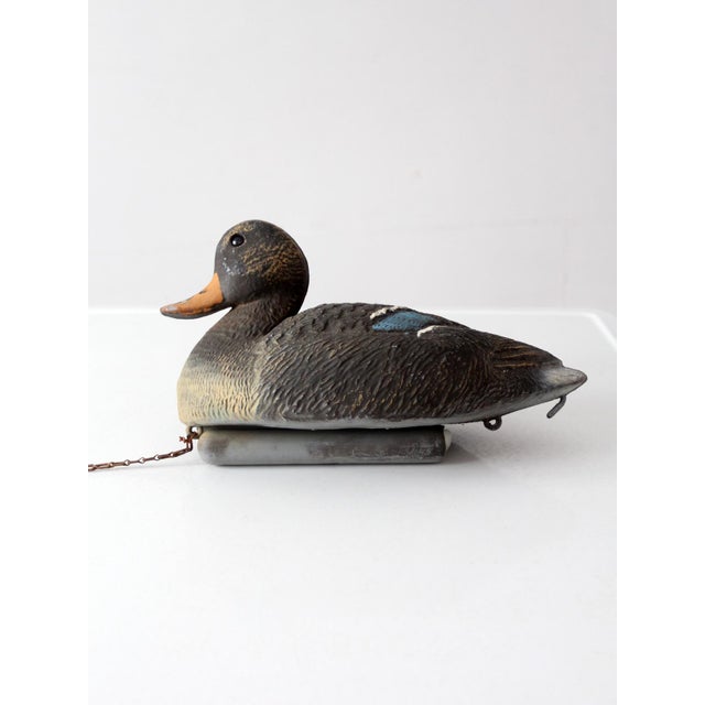 Vintage 1970s Victor Mallard Hen Duck Decoy With Weight For Sale - Image 4 of 14